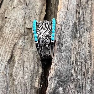 Turquoise scroll ring